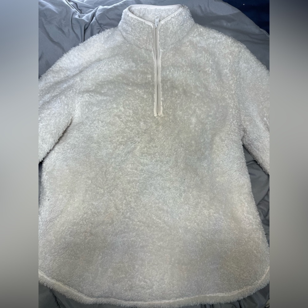 small quarter zip fuzzy jacket